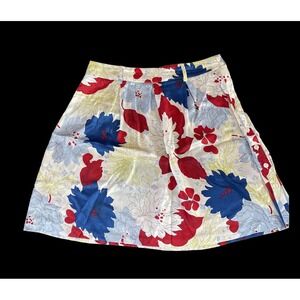 Tommy Hilfiger Skirt 100% Silk Floral Print  With Side Buttons  $129 -‎ Size 8